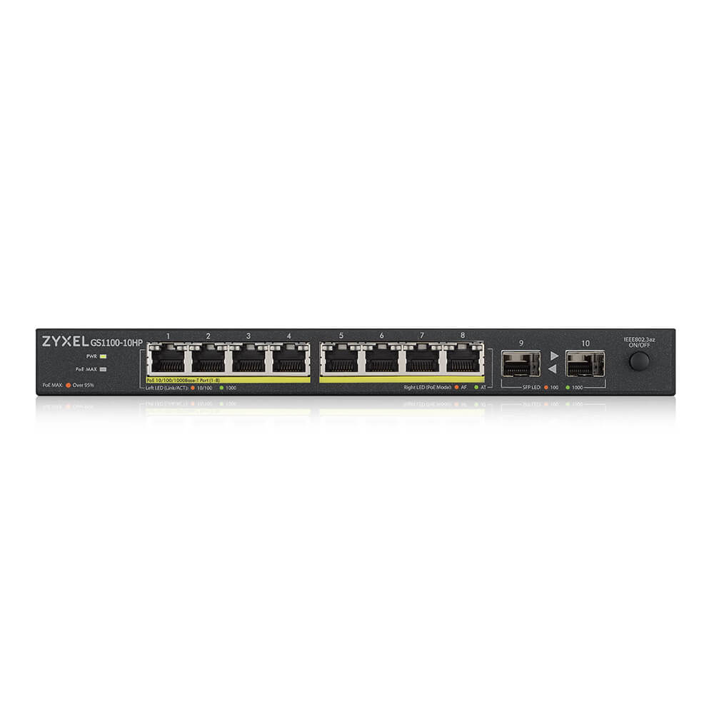 Zyxel GS1100-10HP v2 Unmanaged Gigabit Ethernet (10/100/1000) Power over Ethernet (PoE) Zwart - Afbeelding 4