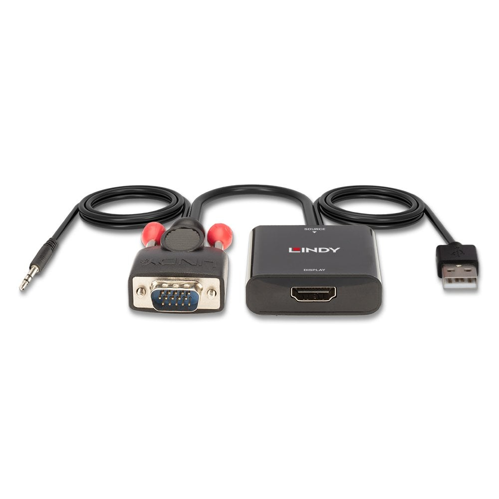Lindy 38284 video kabel adapter VGA (D-Sub) + 3.5mm HDMI + USB Zwart - Afbeelding 5