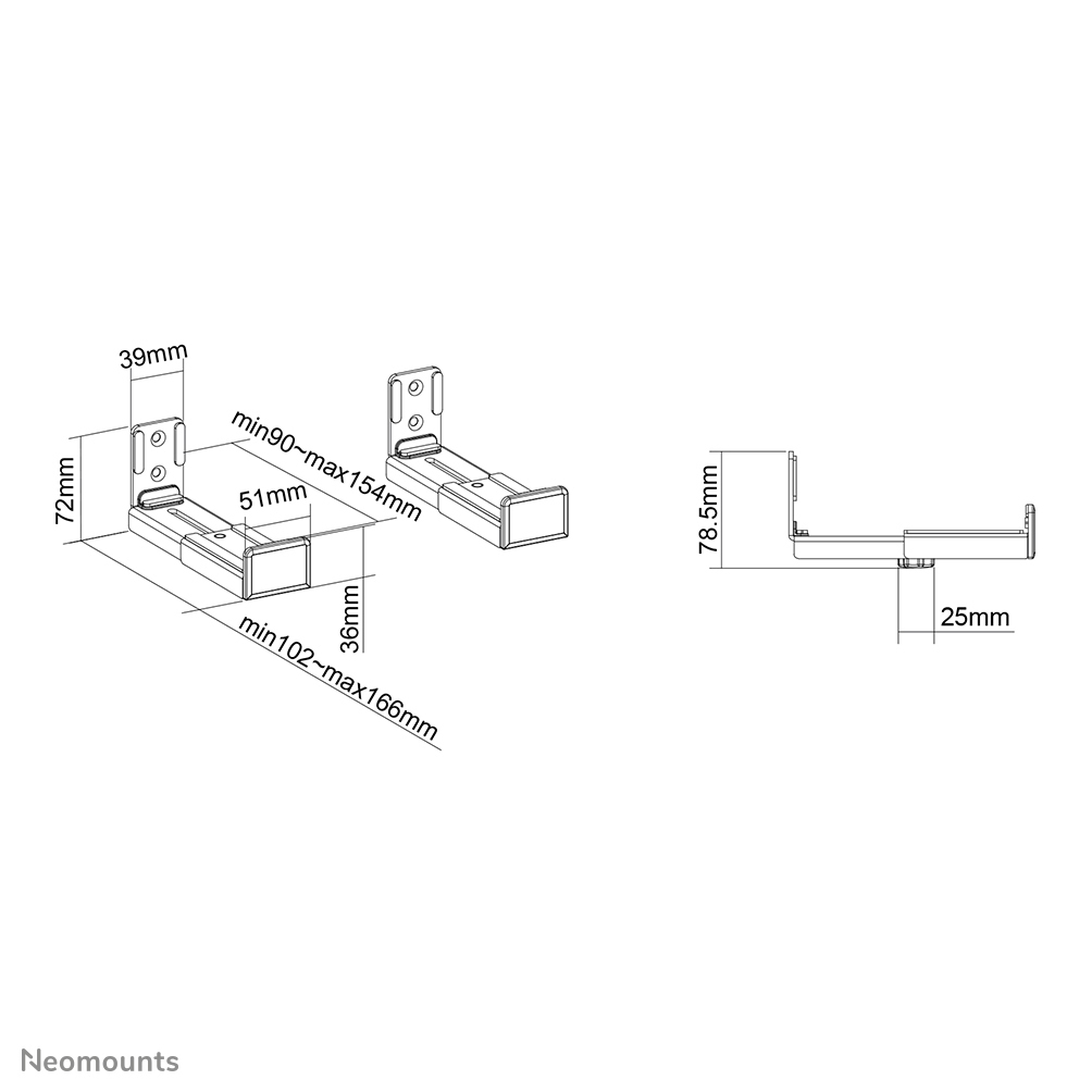 Neomounts AWL29-550BL1 Videobar/soundbar houder wand - max 15 kg - universeel - Afbeelding 17