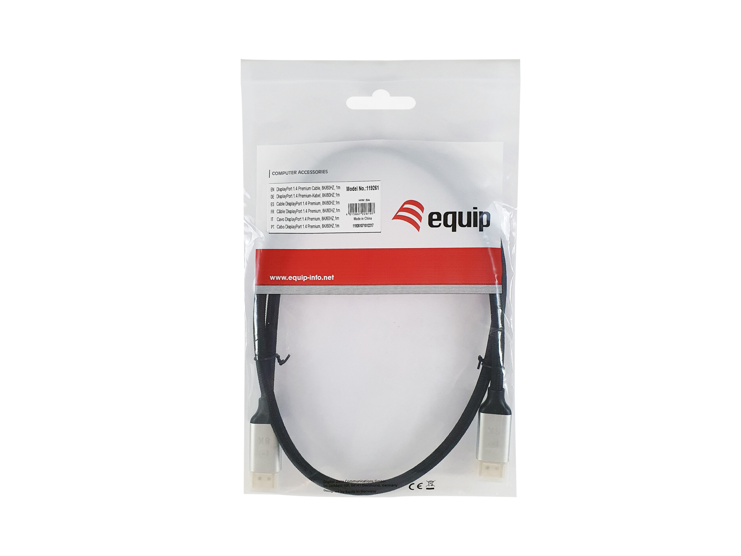 Equip 119265 DisplayPort 1.4 Premium kabel, 5,0 m, 8K/60Hz - Afbeelding 4