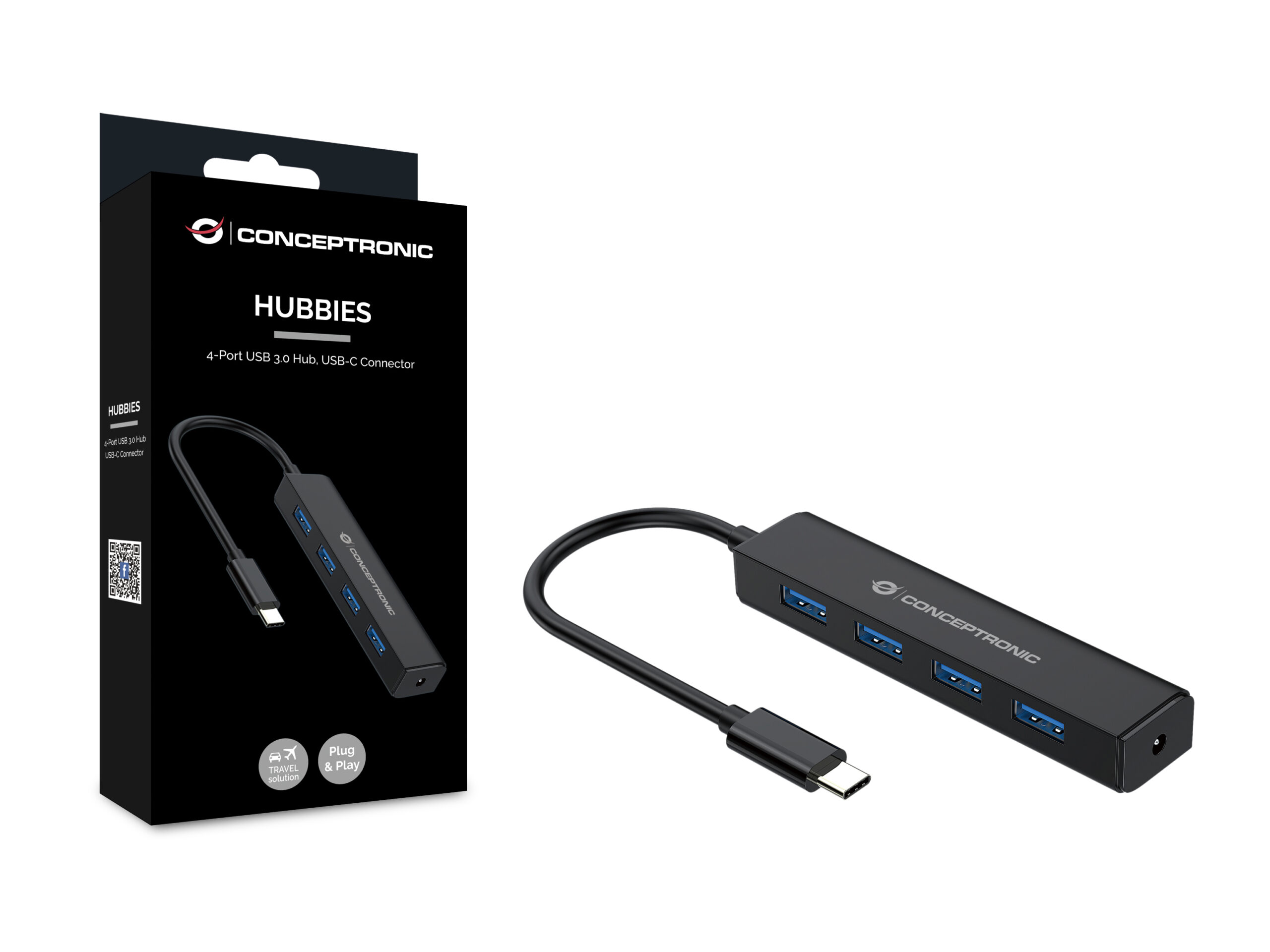 Conceptronic CTC4USB3 interface hub USB 3.2 Gen 1 (3.1 Gen 1) Type-C 5000 Mbit/s Zwart - Afbeelding 5