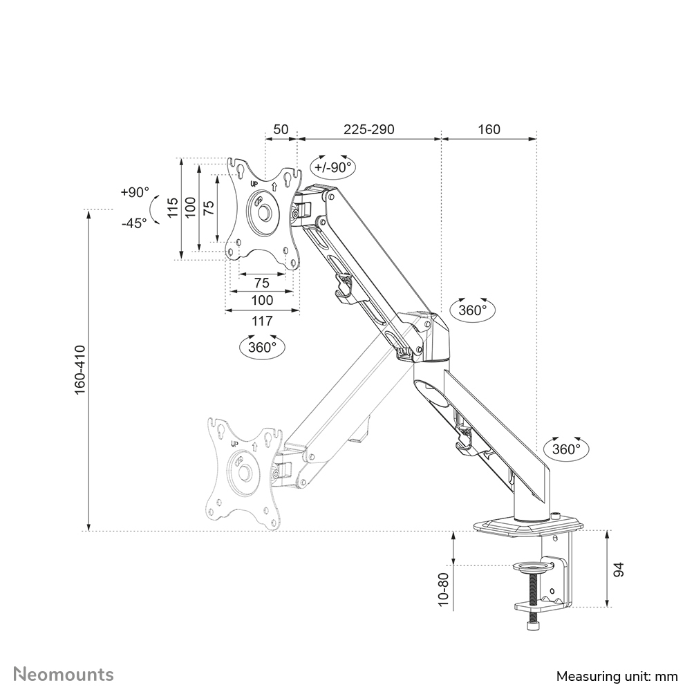 Neomounts DS70-700BL1 Monitorarm 17-27" - gasveer - Afbeelding 19