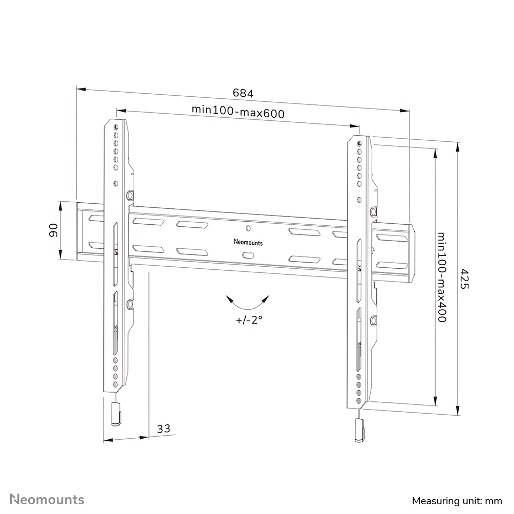Neomounts WL30S-850BL16 TV-beugel wand 42-86" - vlak - vergrendelbaar - snelle installatie - Afbeelding 20