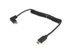 Equip USB 2.0 C naar C 90° gedraaide spiraalkabel, M/M, 1,0 m, PD 60W