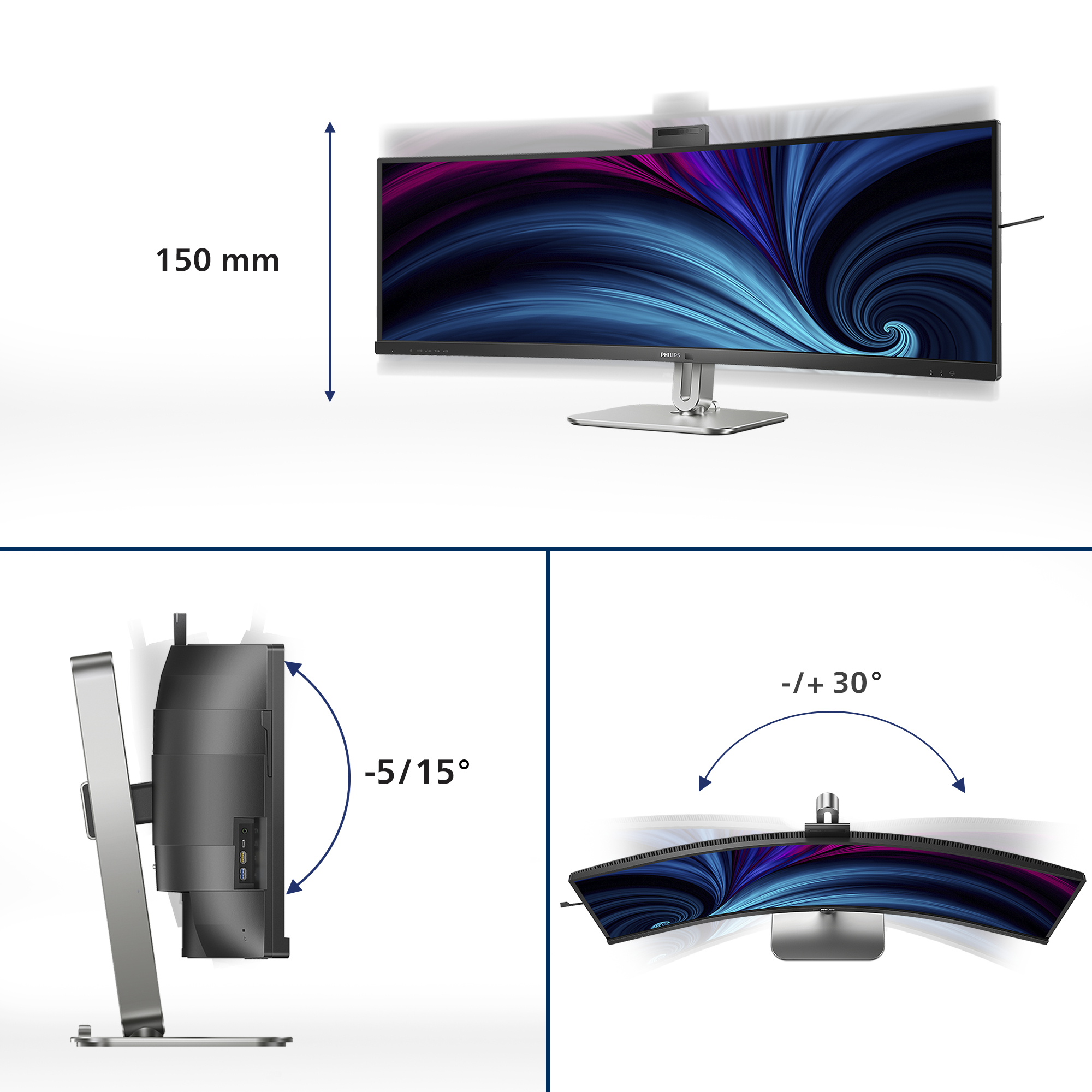 Philips 49B2U6903CH/00 computer monitor 124,5 cm (49") 5120 x 1440 Pixels Dual QHD LCD Grijs - Afbeelding 9