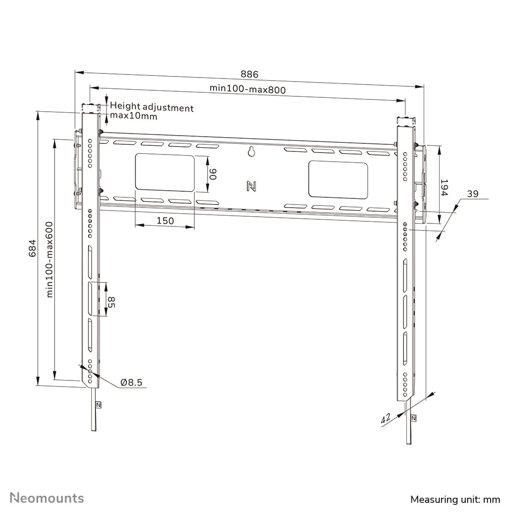Neomounts WL30-750BL18 Heavy duty muurbeugel 55-98" - vlak - vergrendelbaar - snelle installatie - TÜV - Afbeelding 18