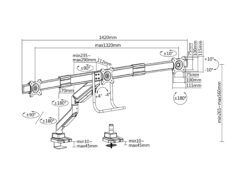 Equip 17“-27” Premium gasgeveerde triple Monitorarm - Afbeelding 9