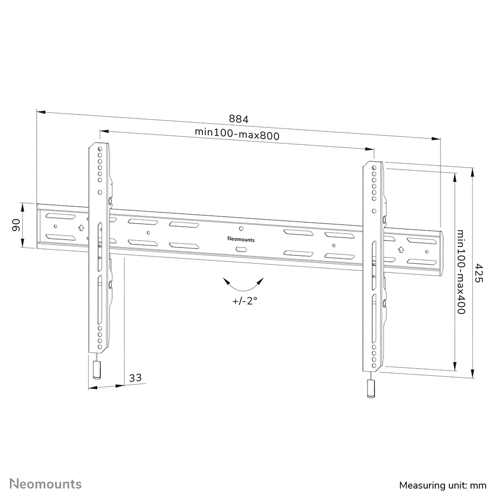 Neomounts WL30S-850BL18 TV-beugel wand 43-86" - vlak - vergrendelbaar - snelle installatie - Afbeelding 21