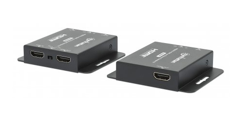 Manhattan HDMI-extenderkit 4K via Ethernet, verlengt 4K@30 Hz tot 40 m of 1080p@60 Hz tot 70 m via Cat6-kabel, zender en ontvanger, voeding via kabel (PoC), zwart, 3 jaar garantie - Afbeelding 5