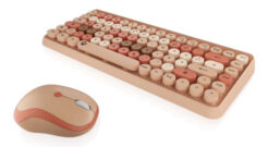 KeySonic KSKM-5200M-RF toetsenbord Inclusief muis Kantoor RF Draadloos QWERTZ Duits Beige, Bruin, Roze