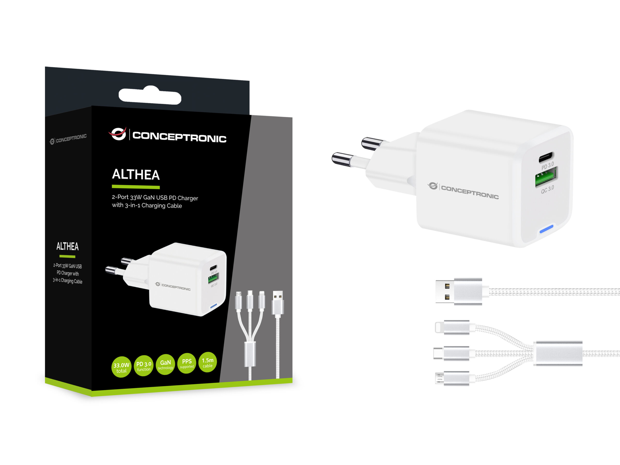 Conceptronic ALTHEA16W oplader voor mobiele apparatuur Universeel Wit AC Snel opladen Binnen - Afbeelding 5