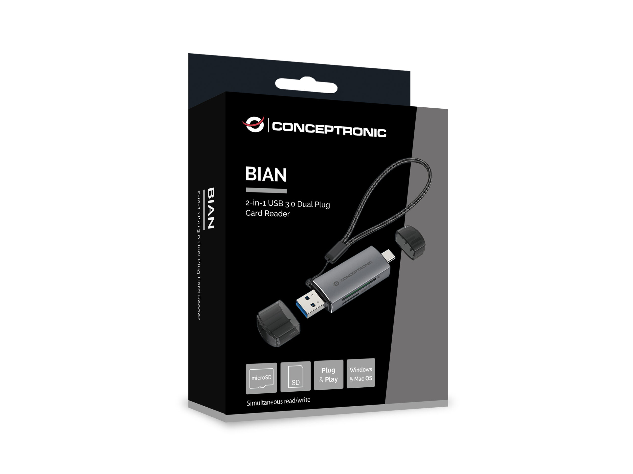 Conceptronic BIAN05G geheugenkaartlezer USB 3.2 Gen 1 (3.1 Gen 1) Type-A/Type-C Grijs - Afbeelding 4