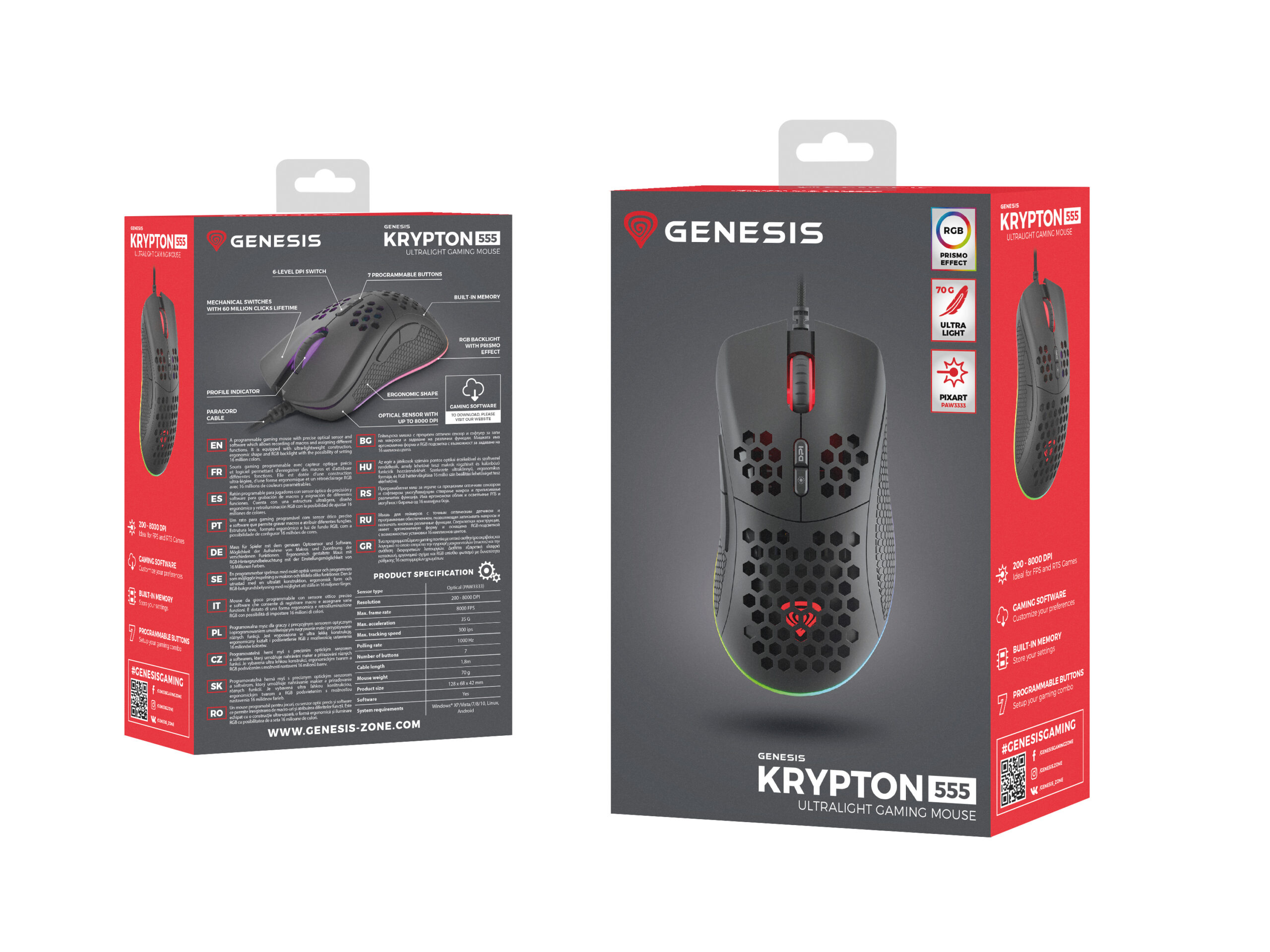 GENESIS Krypton 555 muis Gamen Rechtshandig USB Type-A Optisch 8000 DPI - Afbeelding 12