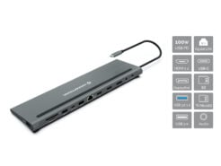 Conceptronic DONN17G laptop dock & poortreplicator Bedraad USB 3.2 Gen 1 (3.1 Gen 1) Type-C Grijs
