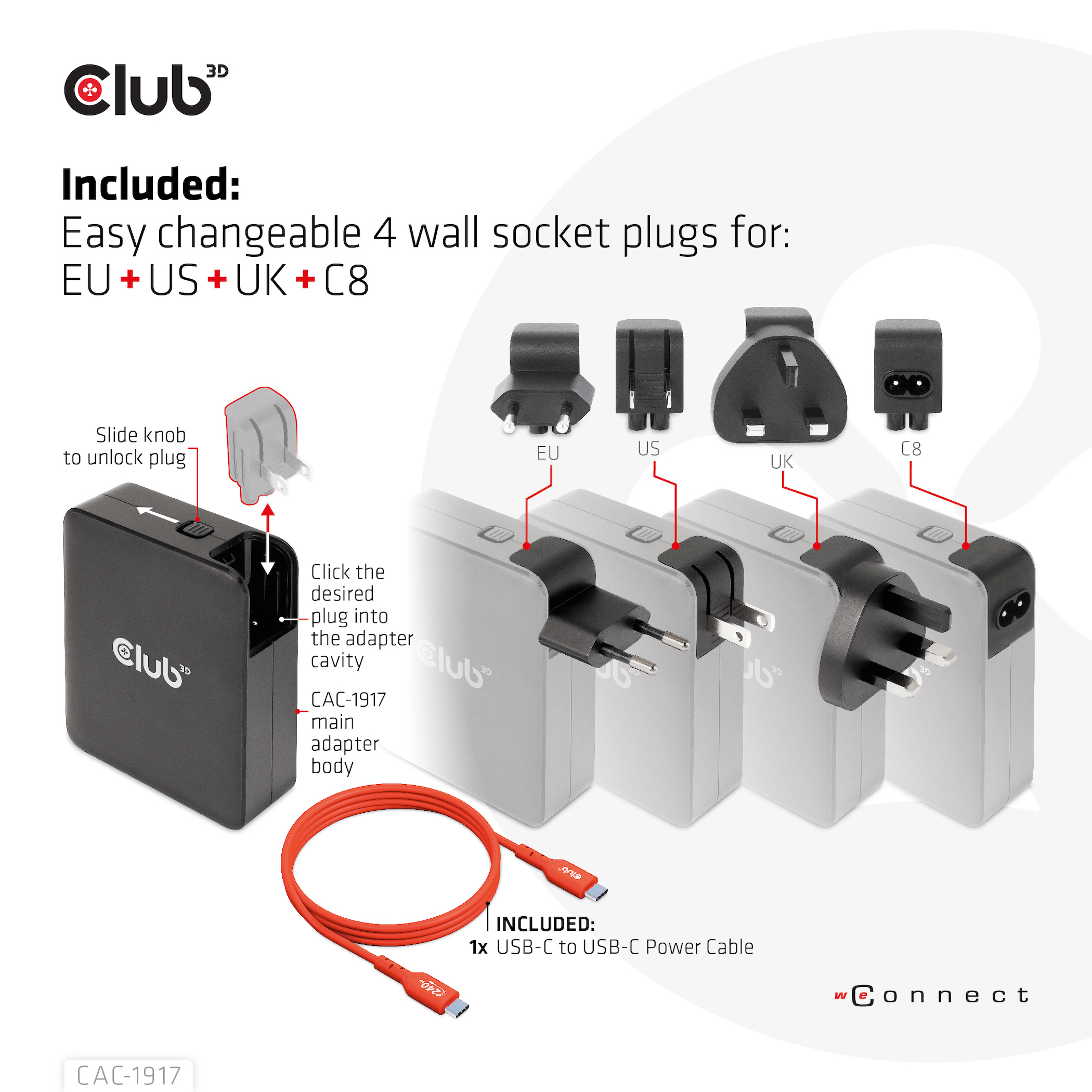 CLUB3D Internationale reislader 140 W GaN-technologie, vier poorten USB Type-A (1x) en -C (3x), PPS + Power Delivery (PD) 3.1-ondersteuning - Afbeelding 6