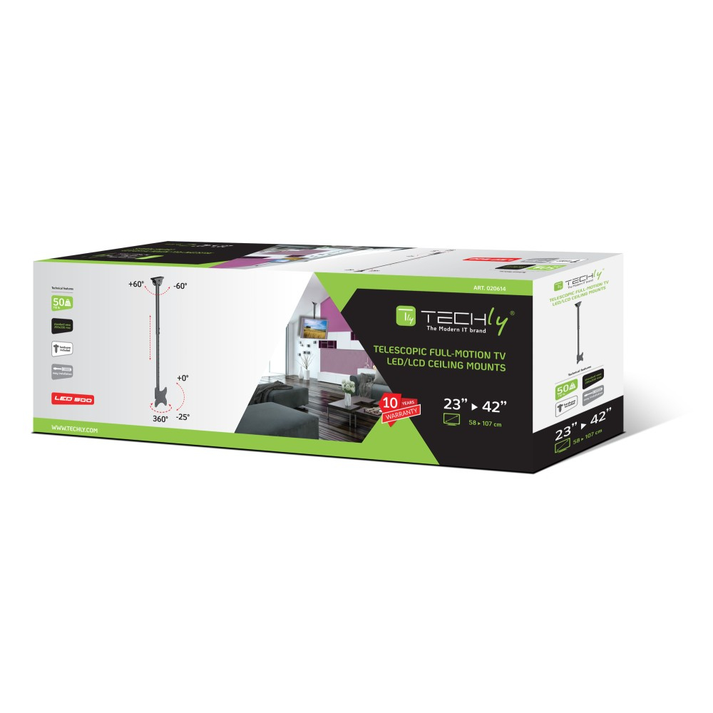Techly ICA-CPLB 922L bevestiging voor signage-beeldschermen 106,7 cm (42") Zwart - Afbeelding 3