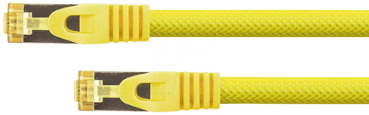 Python Patchkabel m. Cat.7 Rohkabel Nylongefl. geel 0,5m