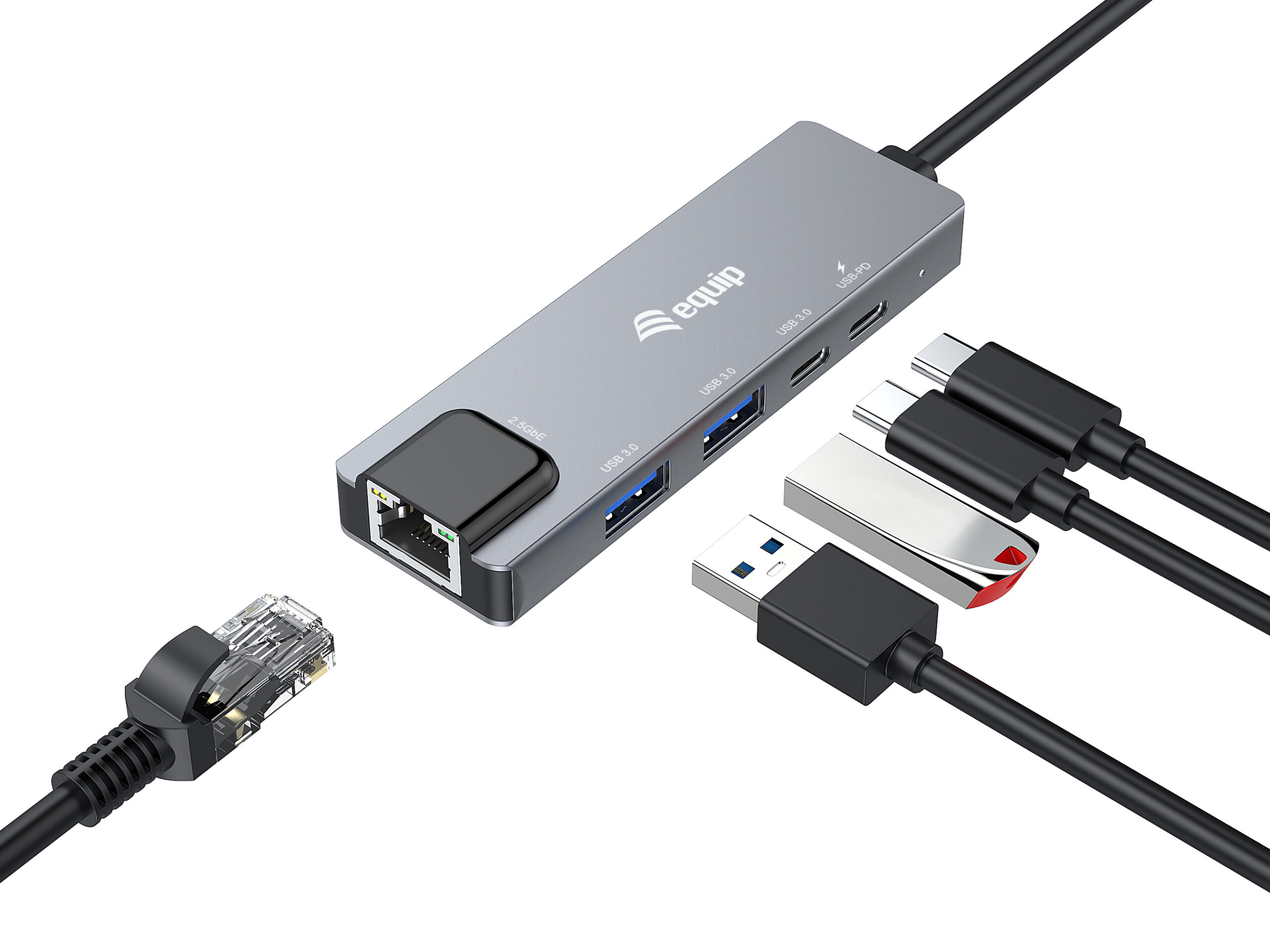 Equip 133496 5 in 1 multifunctionele adapter, 2,5GbE, USB-A x 2, USB-C x 1, USB-C , 100W USB PD - Afbeelding 8
