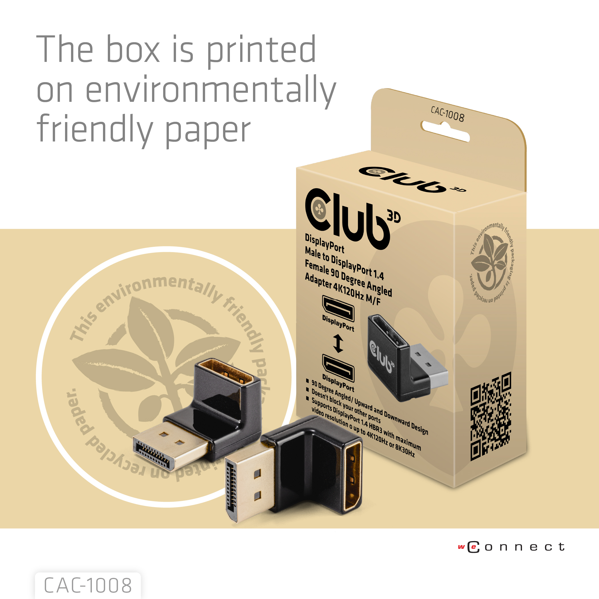 CLUB3D DisplayPort Male to DisplayPort 1.4 Female 90 Degree Angled Adapter 4K120Hz M/F - Afbeelding 15