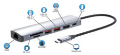 Manhattan USB-C dock/hub met kaartlezer, poorten (5): Ethernet, HDMI, USB-A (2×) en USB-C, met Power Delivery (PD) 100 W - vereist een externe USB-C-lader (niet inbegrepen). USB-gevoed (geen externe voeding vereist) wanneer PD niet wordt gebruikt - Afbeelding 9