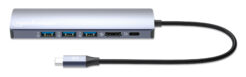 Manhattan USB-C dock/hub, poorten (6): Ethernet, HDMI, USB-A (3×) en USB-C, met Power Delivery (PD) 100 W - vereist een externe USB-C-lader (niet inbegrepen). USB-gevoed (geen externe voeding vereist) wanneer PD niet wordt gebruikt - Afbeelding 5