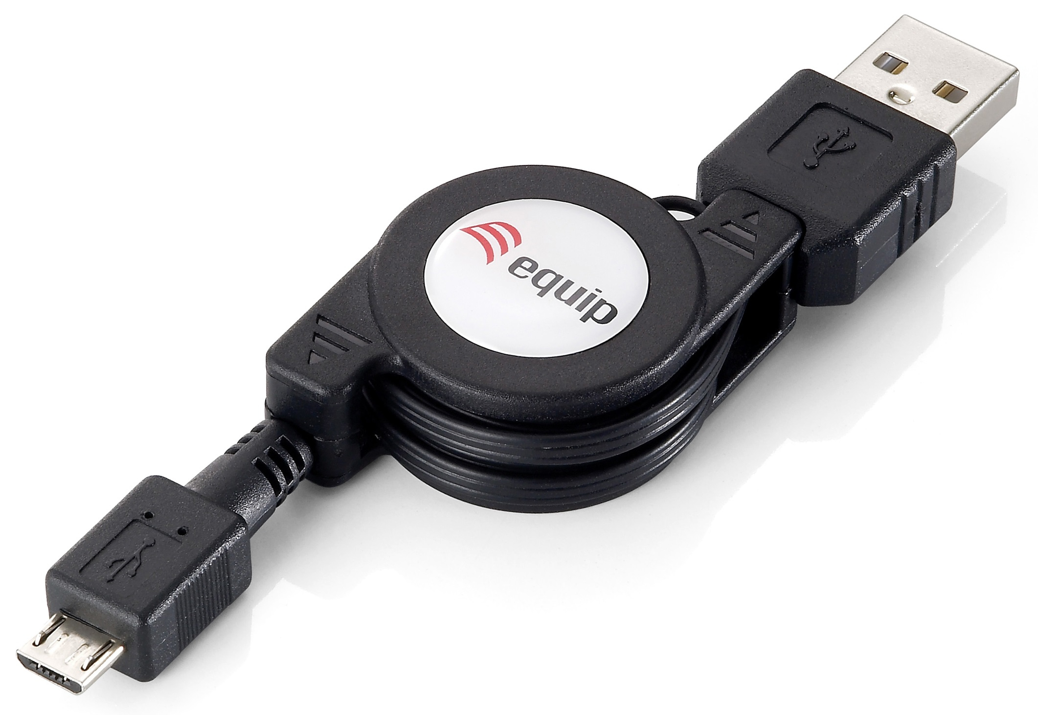 Equip 128595 USB 2.0 Intrekbare Kabel Type A Male naar Micro-B, 1,0m