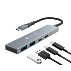 Techly IUSB32C-HUB4AC interface hub USB 3.2 Gen 1 (3.1 Gen 1) Type-C 5000 Mbit/s Zilver