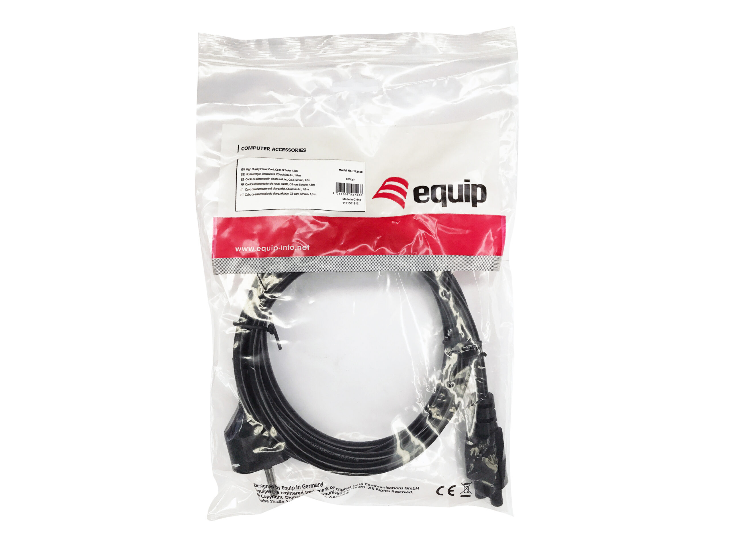 Equip 112150 electriciteitssnoer Zwart 1,8 m CEE 7/7 IEC C5 - Afbeelding 5