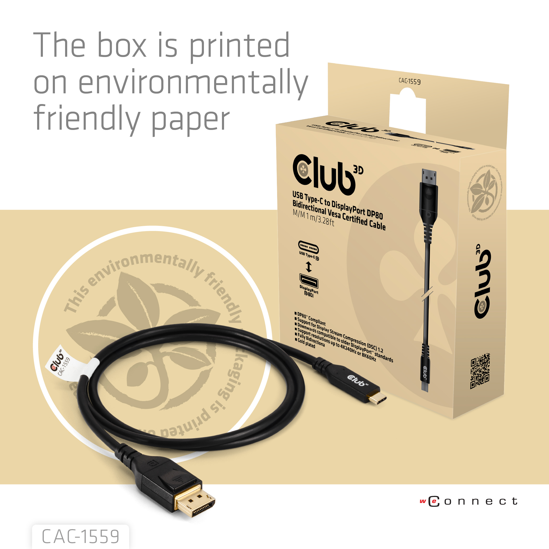 CLUB3D USB Type-C Cable to DP 2.1 Bi-Directional VESA DP80 Certified Cable M/M 1m/3.28ft - Afbeelding 11