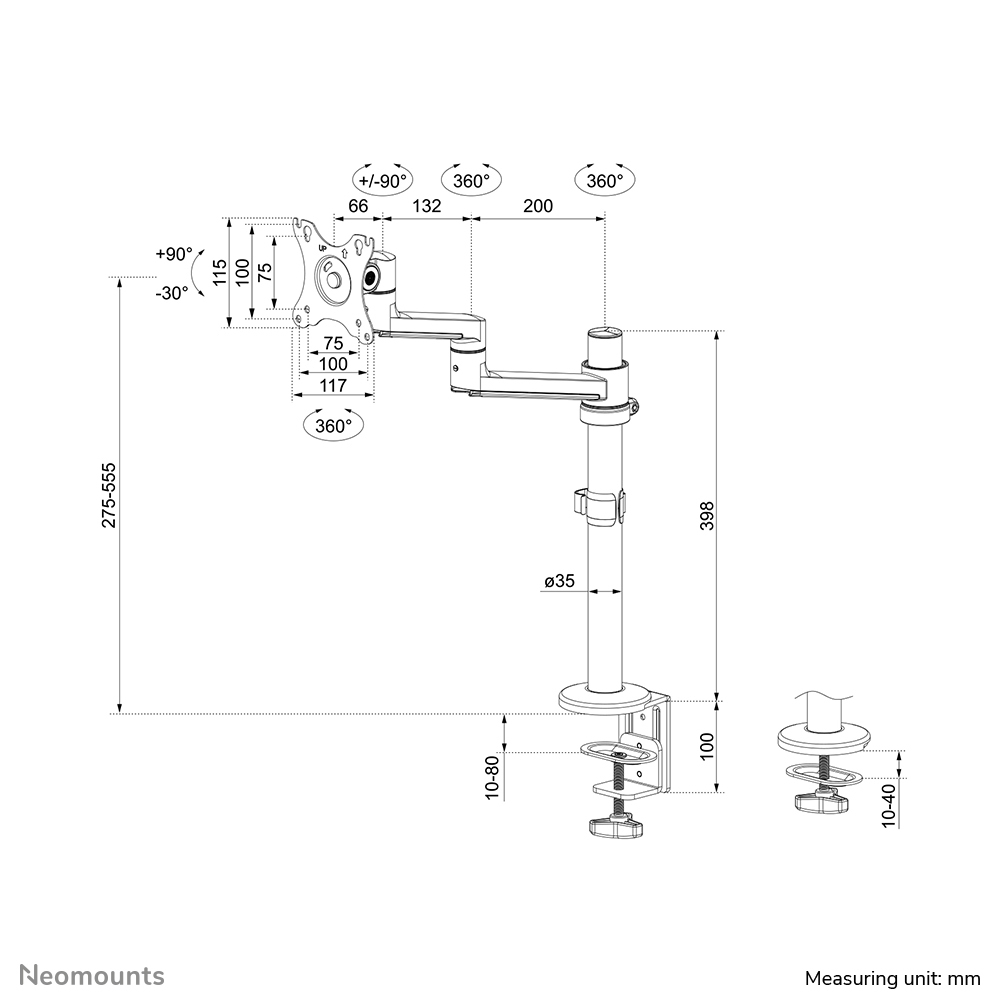 Neomounts DS60-425WH1 Monitorarm 17-27" - ruimtebesparend - Afbeelding 21