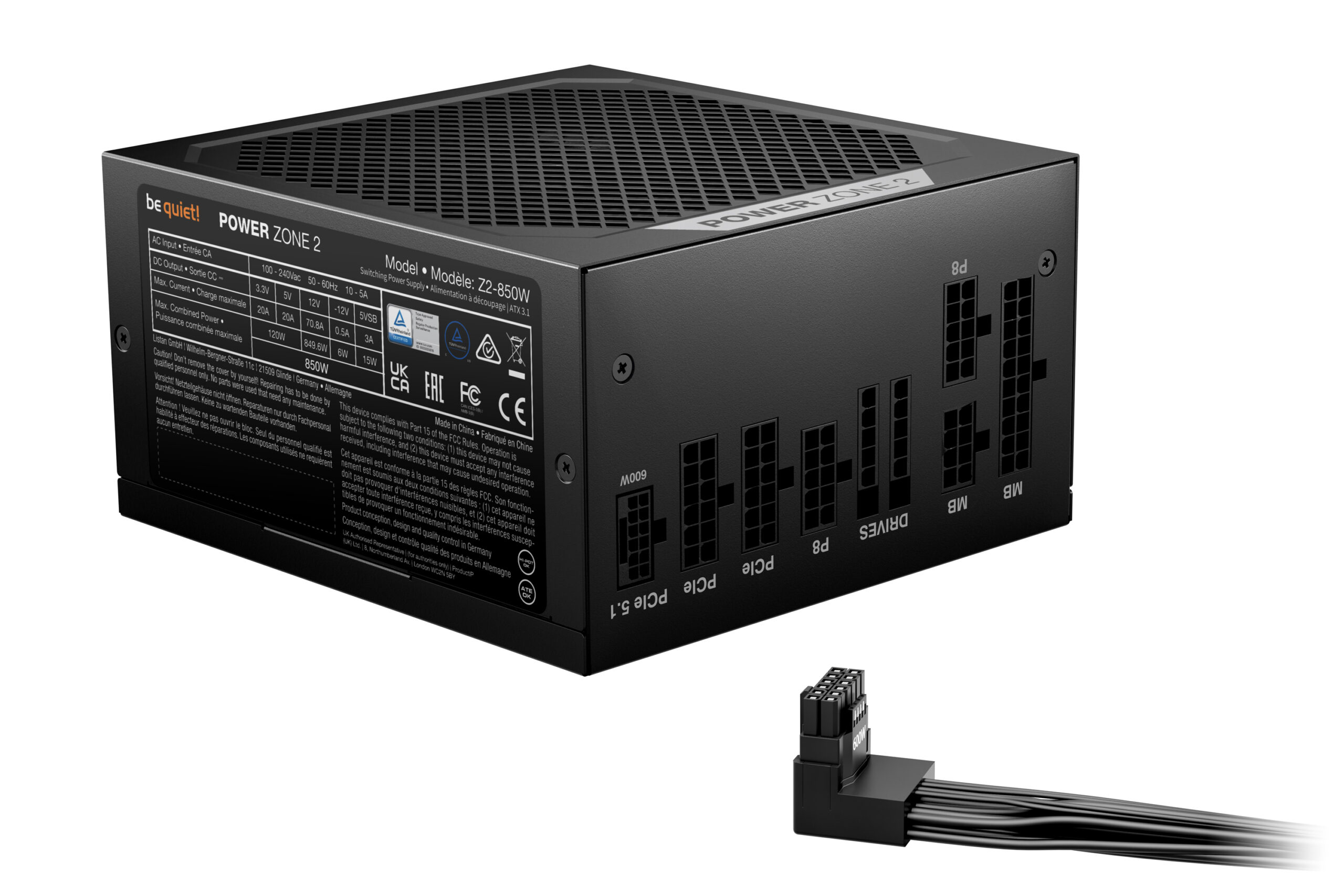 be quiet! POWER ZONE 2 850W power supply unit 20+4 pin ATX ATX Zwart - Afbeelding 3