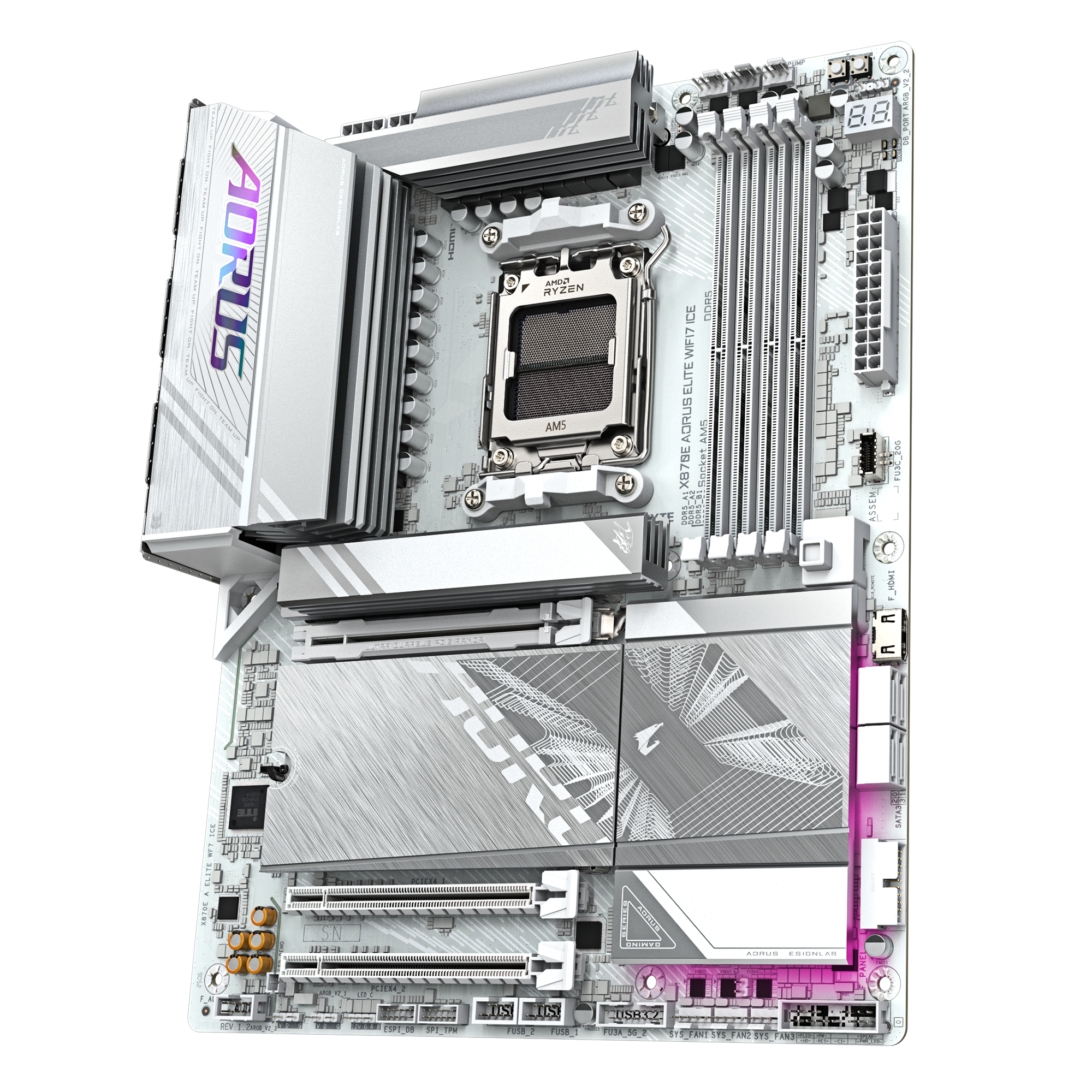 GIGABYTE X870E AORUS ELITE WIFI7 ICE AMD X870E Socket AM5 ATX - Afbeelding 5