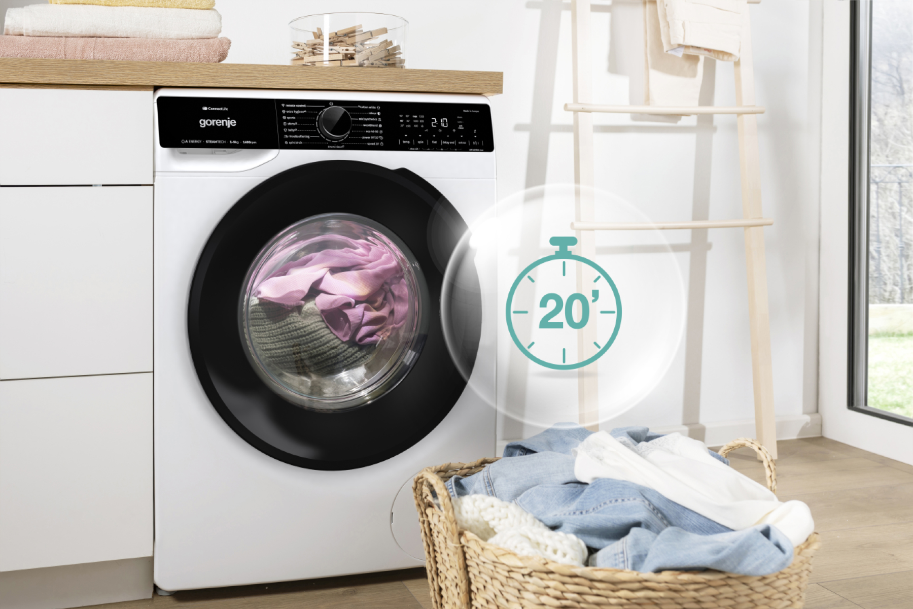 Gorenje W1PNA84ATSWIFI3 wasmachine Voorbelading 8 kg 1400 RPM Wit - Afbeelding 16