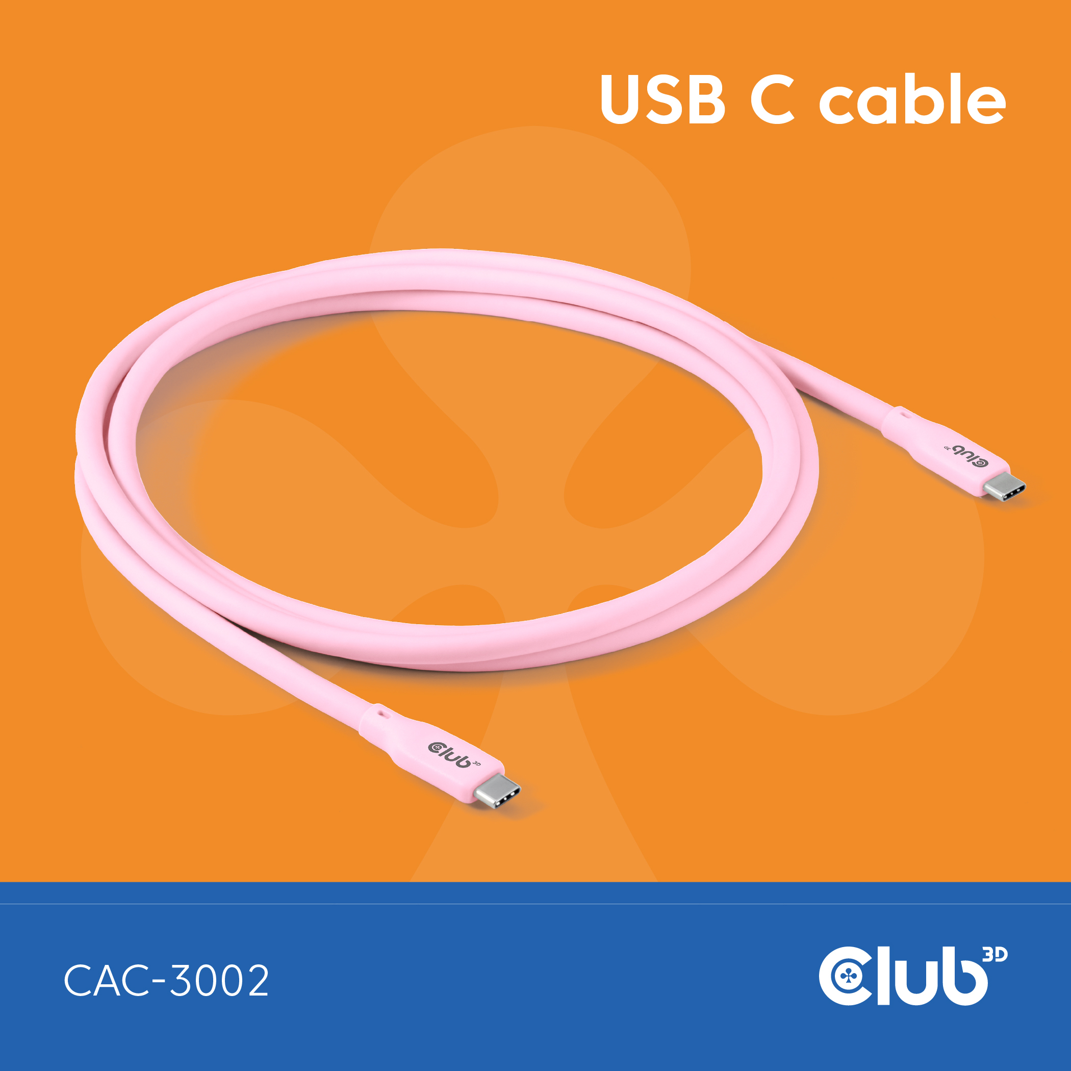 CLUB3D USB C oplaadkabel roze siliconen & tangle-free - Afbeelding 2