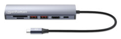 Manhattan USB-C dock/hub met kaartlezer, poorten (5): Ethernet, HDMI, USB-A (2×) en USB-C, met Power Delivery (PD) 100 W - vereist een externe USB-C-lader (niet inbegrepen). USB-gevoed (geen externe voeding vereist) wanneer PD niet wordt gebruikt - Afbeelding 5