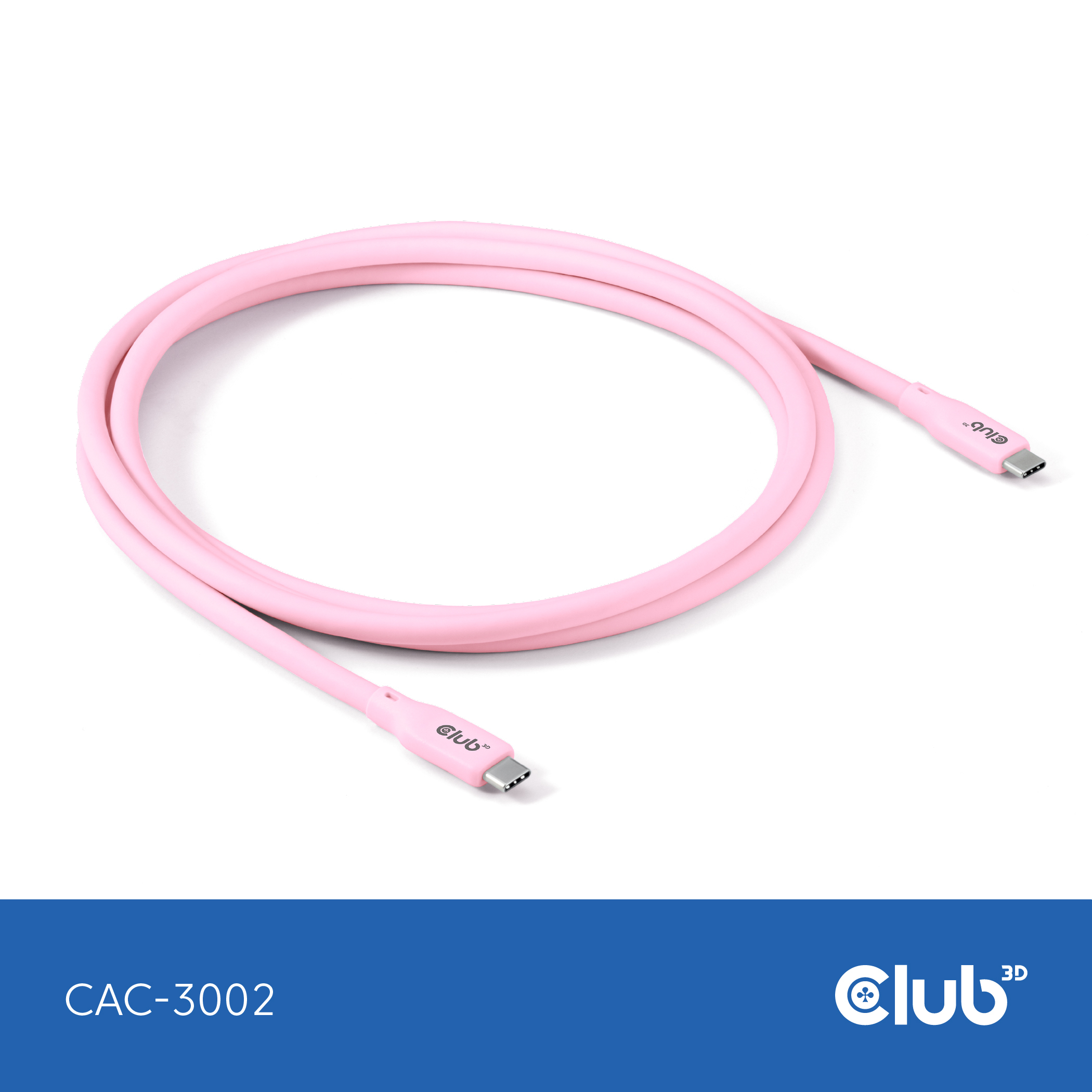 CLUB3D USB C oplaadkabel roze siliconen & tangle-free - Afbeelding 8