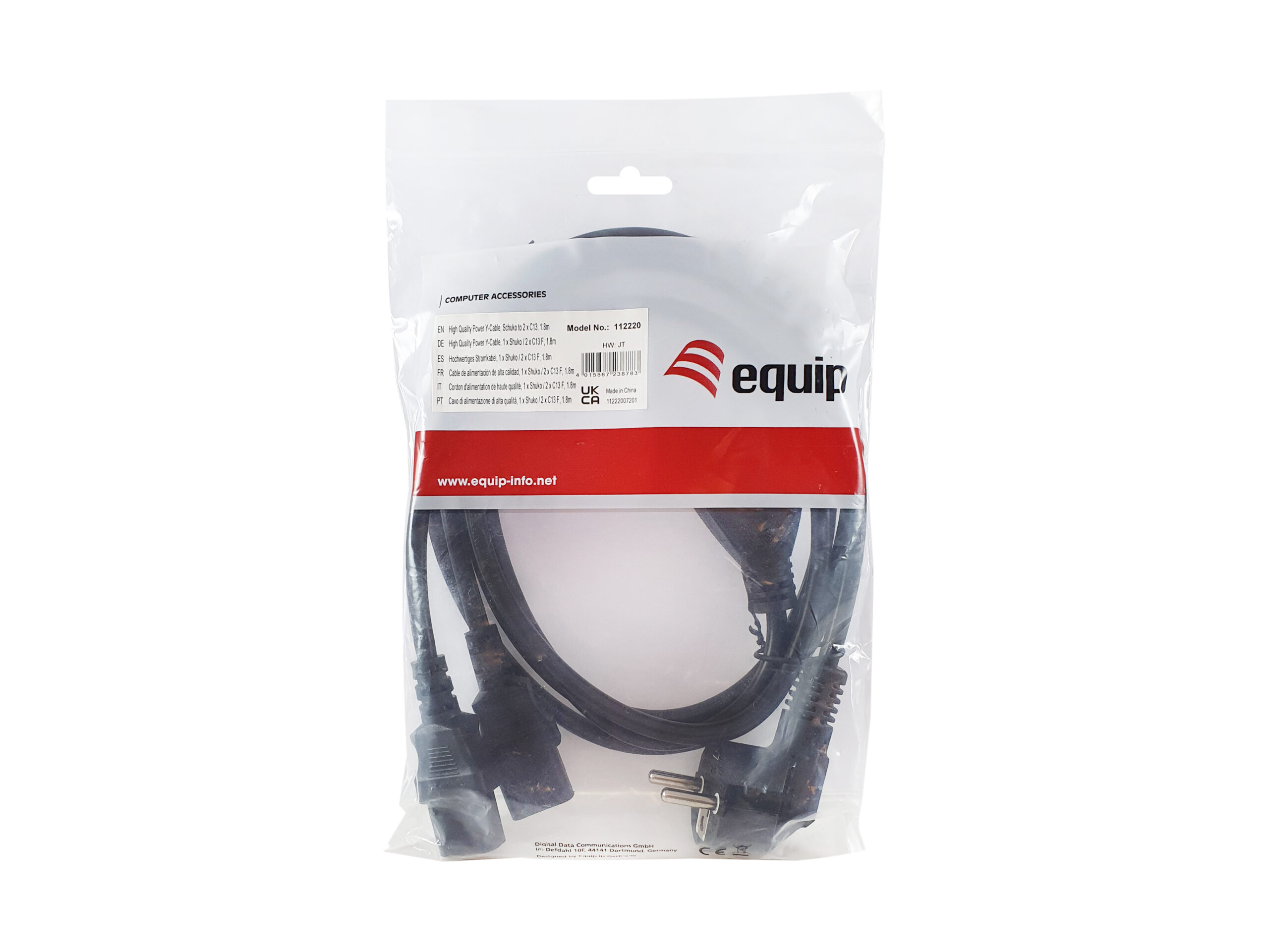 Equip 112220 electriciteitssnoer 1,8 m CEE 7/7 2 x C13 stekker - Afbeelding 7
