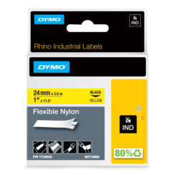 DYMO Rhino industriële Flexibele Nylon Labels | 24 mm x 3,5 m | zwarte afdruk op geel | zelfklevende labels voor Rhino & LabelManager labelprinters - Afbeelding 2