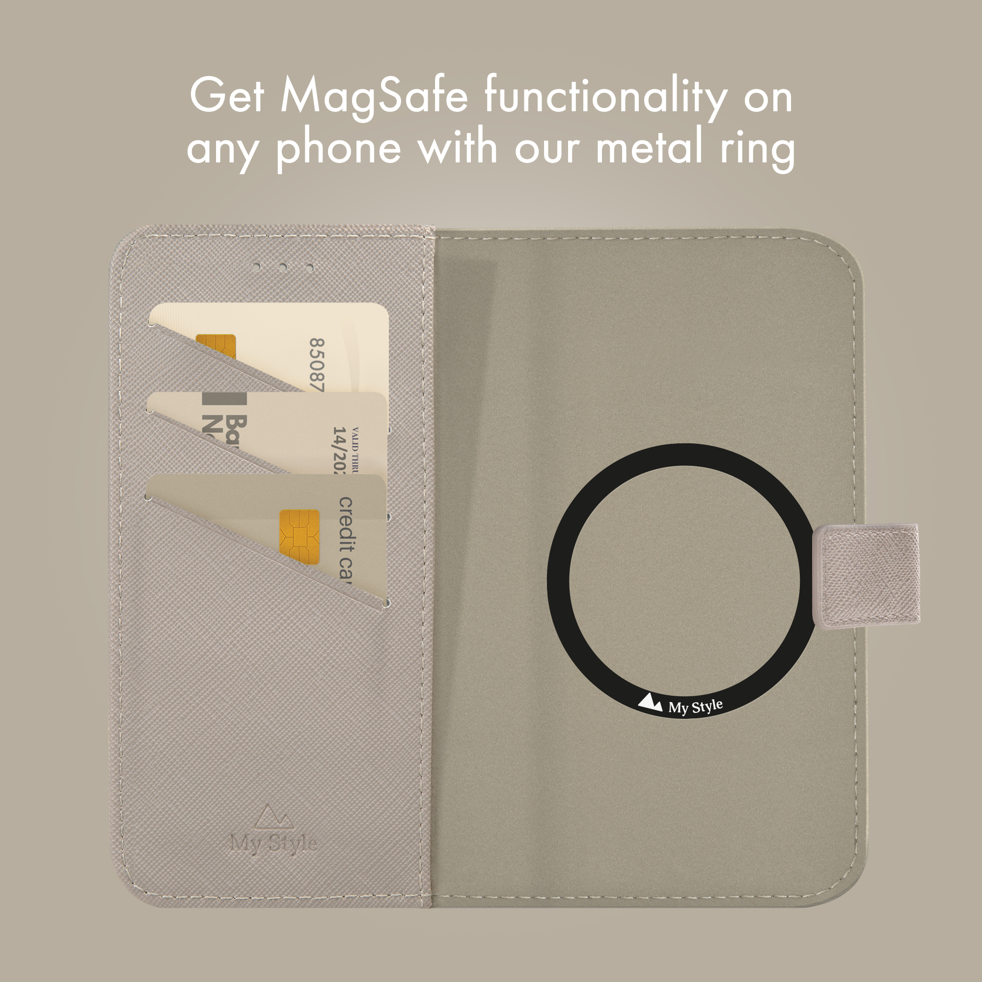 My Style Universal MagSafe Compatible Wallet - Warm Grey 6.7" (Without Case) - Afbeelding 2