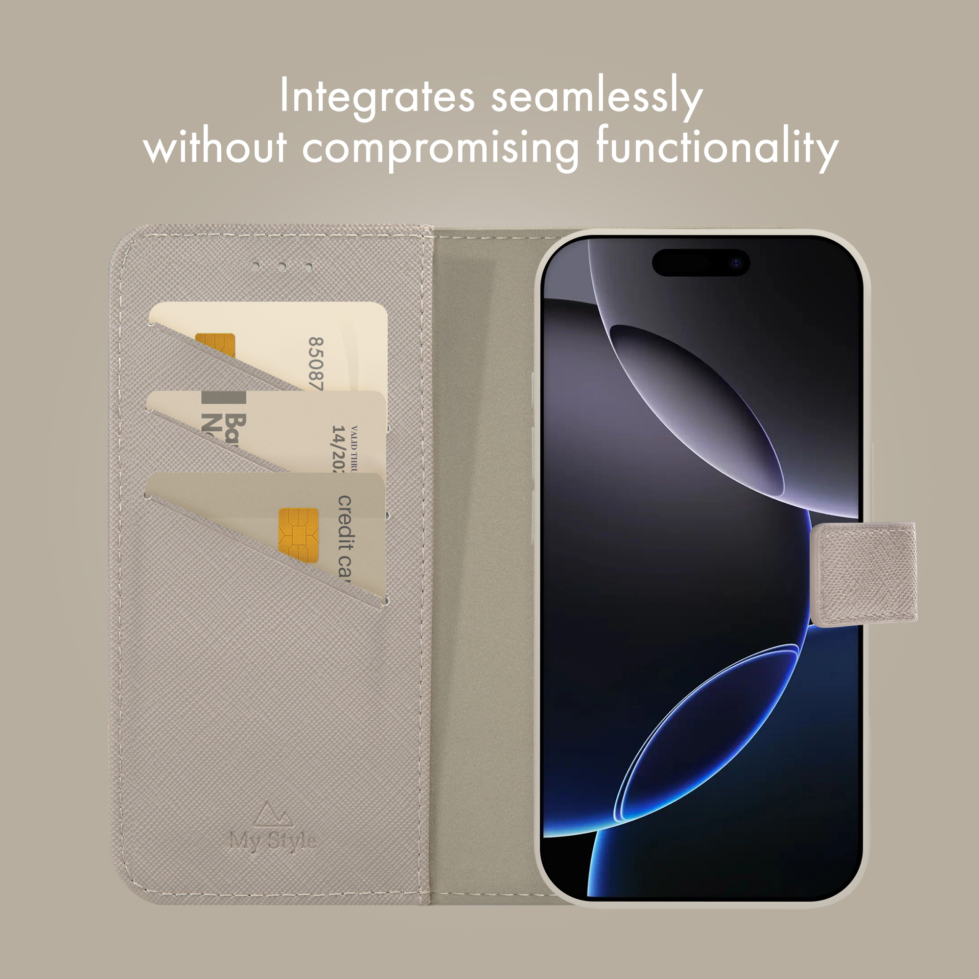 My Style Universal MagSafe Compatible Wallet - Warm Grey 6.7" (Without Case) - Afbeelding 4
