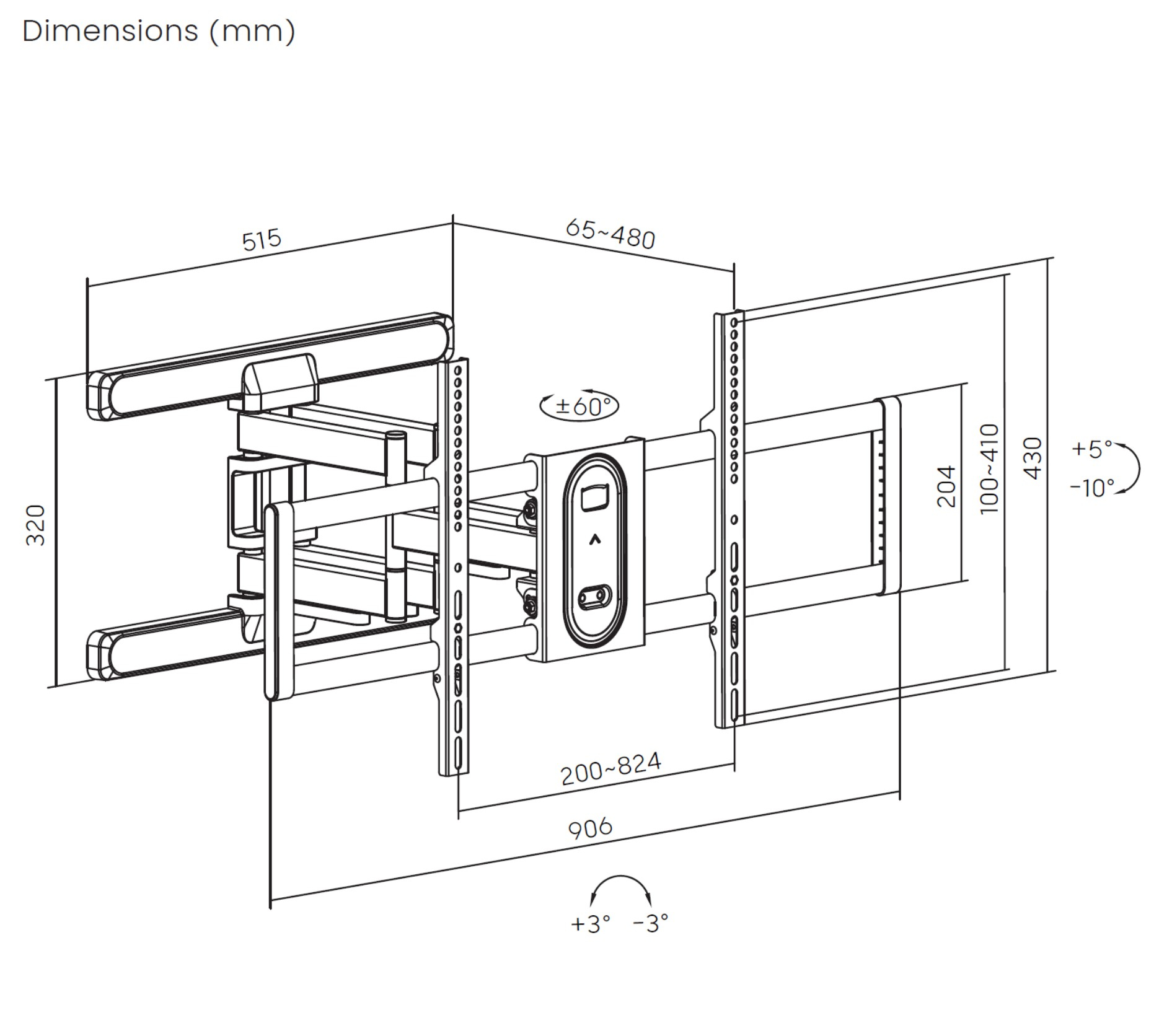 Equip 650348 43“-100” Full Motion TV Muurbeugel - Afbeelding 8
