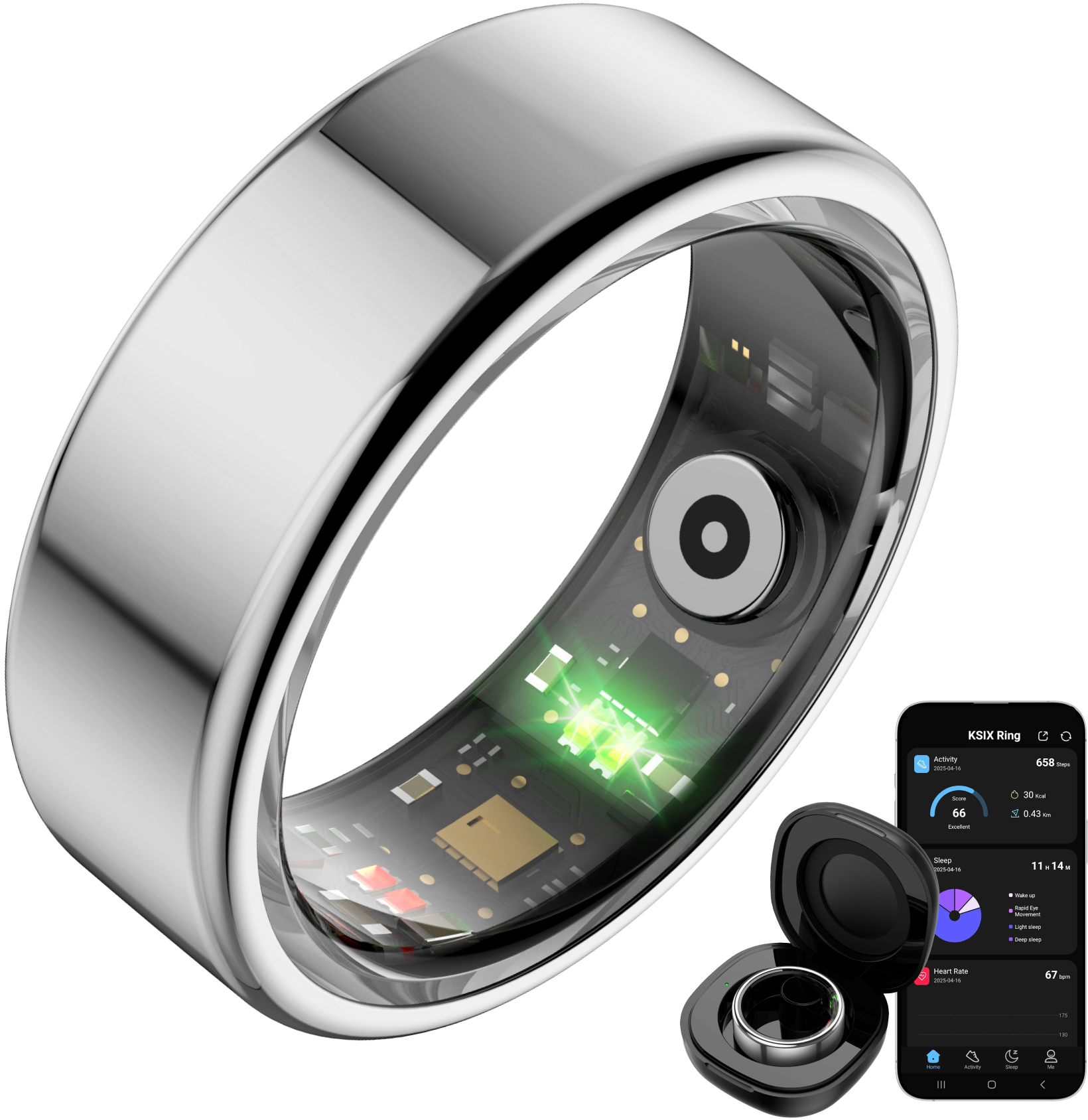 KSIX Smart Ring Silver XS - Afbeelding 5