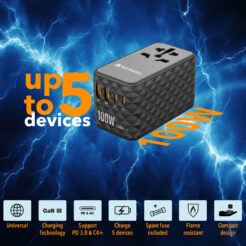 Verbatim UTA-06 100W GaN III universele reisadapter Met 2 x USB-C PD & QC 4+ & 2 x USB-A QC 3.0 poorten - Afbeelding 3