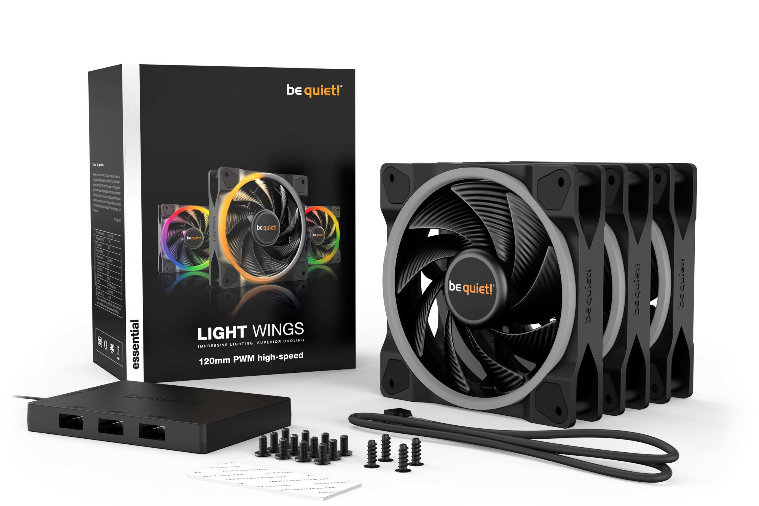 be quiet! Light Wings | 120mm PWM Triple Pack high-speed Computer behuizing Ventilator 12 cm Zwart 3 stuk(s) - Afbeelding 7