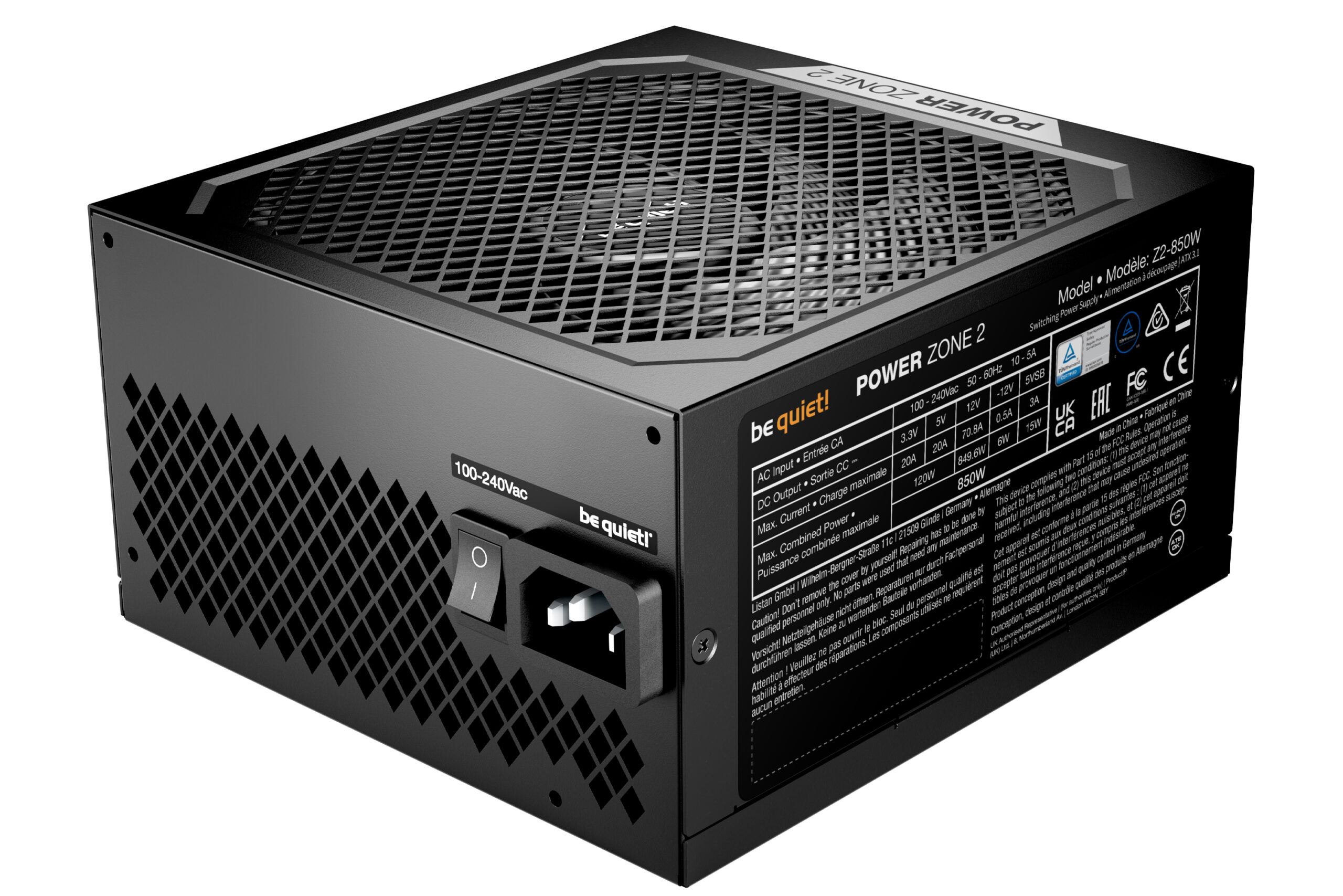 be quiet! POWER ZONE 2 850W power supply unit 20+4 pin ATX ATX Zwart - Afbeelding 4
