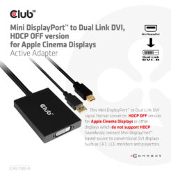 CLUB3D Mini DisplayPort to Dual Link DVI, HDCP OFF version for Apple Cinema Displays Active Adapter - Afbeelding 3