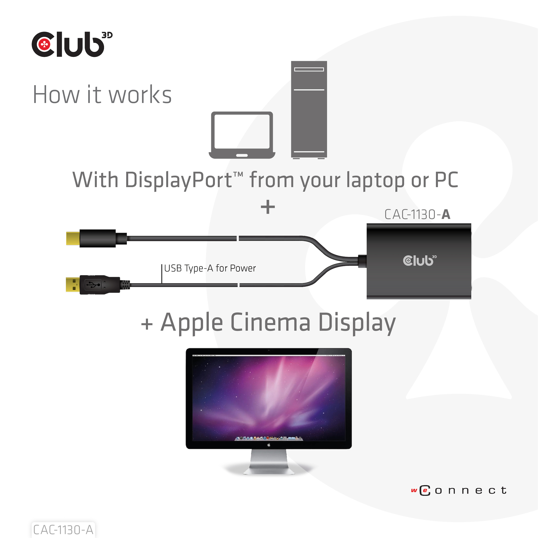 CLUB3D Mini DisplayPort to Dual Link DVI, HDCP OFF version for Apple Cinema Displays Active Adapter - Afbeelding 5