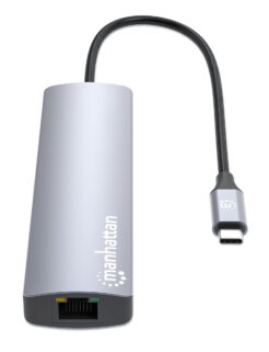 Manhattan USB-C dock/hub, poorten (6): Ethernet, HDMI, USB-A (3×) en USB-C, met Power Delivery (PD) 100 W - vereist een externe USB-C-lader (niet inbegrepen). USB-gevoed (geen externe voeding vereist) wanneer PD niet wordt gebruikt - Afbeelding 6