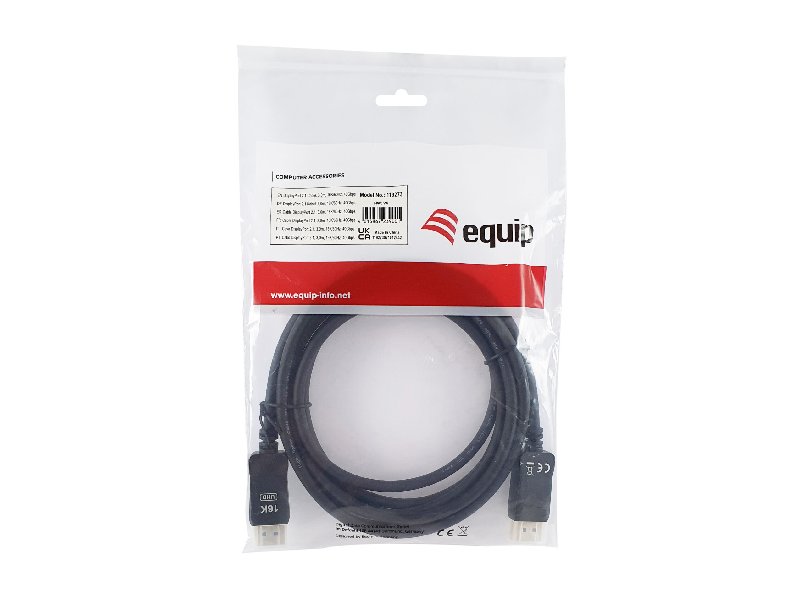 Equip 119273 DisplayPort 2.1 Kabel, 3,0 m, 16K/60Hz, 40Gbps - Afbeelding 8
