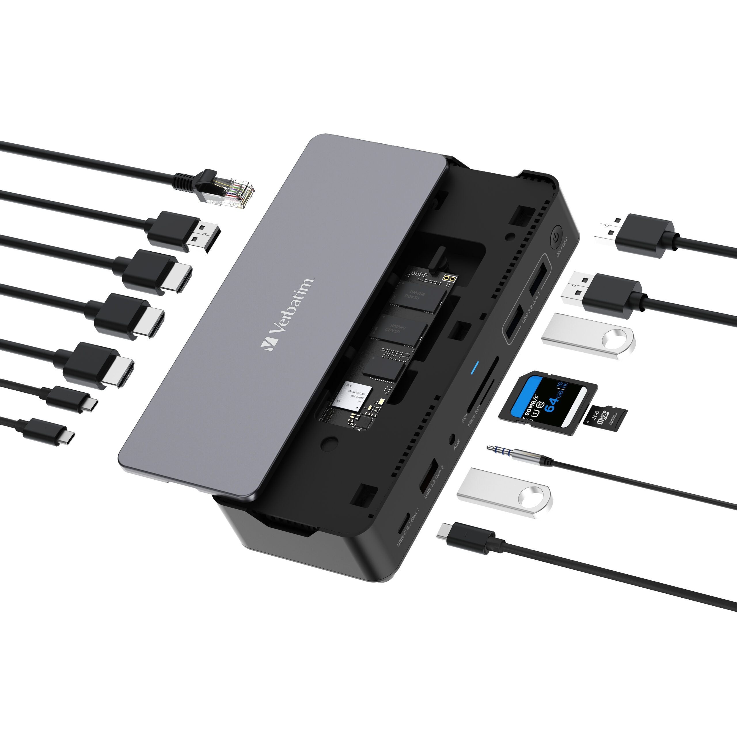 Verbatim USB-C Pro docking station CDS-15S: 15 poorten met SSD-sleuf - Afbeelding 6